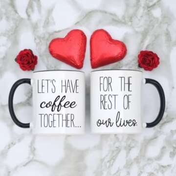 Celebrimo Lets Have Coffee Together For The Rest Of Our Lives Coffee Mug Set - Engagement Mr and Mrs Wedding Gift for Couple - Bridal Shower Engaged Bride and Groom Couples Mugs