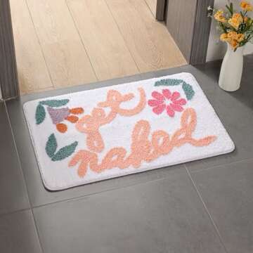 Get Naked Bath Mat Soft Thick Microfiber Bath Rug Non Slip Absorbent Funny Cute Bathroom Decor Mat, Machine Washable, 20IN x 30IN