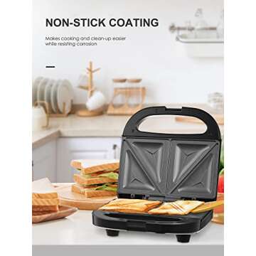 Sandwich Maker, Reemix Panini Press Sandwich Maker with Nonstick Surface Breakfast Sandwich Maker Easy to Clean and Storage, Indicator Light, Perfect for Breakfast Grilled Cheese Egg Bacon and Steak