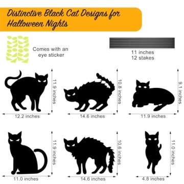 Halloween Black Cat Yard Signs, Halloween Decorations, Scary Silhouette Outdoor Halloween Decor for Yard Lawn Garden Made of Water Proof Plastic Corrugated Board