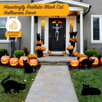 Halloween Black Cat Yard Signs, Halloween Decorations, Scary Silhouette Outdoor Halloween Decor for Yard Lawn Garden Made of Water Proof Plastic Corrugated Board