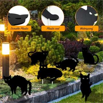 Halloween Black Cat Yard Signs, Halloween Decorations, Scary Silhouette Outdoor Halloween Decor for Yard Lawn Garden Made of Water Proof Plastic Corrugated Board