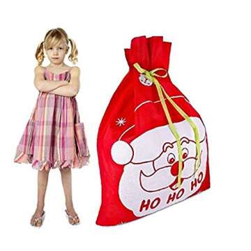 Gift Boutique 6 Giant Christmas Gift Bags 36" x 44" Reusable Made of Durable Fabric with Ribbon and Gift Tag for Holiday Wrapping Extra Large Jumbo Huge Oversized Toys Gift Bags