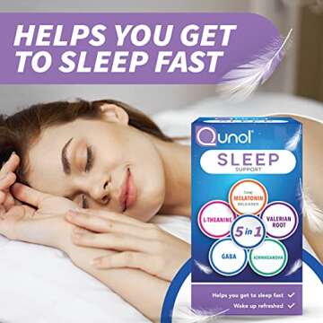 Qunol Sleep Support - 5-in-1 Non-Habit Forming Aid with 5mg Melatonin