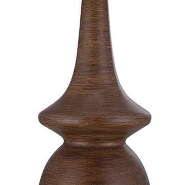 360 Lighting Rexford Mid Century Modern Table Lamps 24" Tall Set of 2 Walnut Brown Faux Wood Off White Drum Shade for Bedroom Living Room House Home Bedside Nightstand Office Kids Family