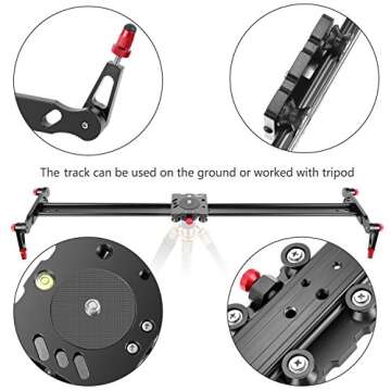 Neewer Aluminum Alloy Camera Track Slider Video Stabilizer Rail with 4 Bearings for DSLR Camera DV Video Camcorder Film Photography, Loads up to 17.5 pounds/8 kilograms (100cm)