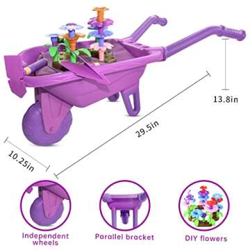 Qtioucp 16Pcs Kids Gardening Tools Outdoor Toys Set Backyard Play with 93 PCS DIY Kids Flower Garden Building Preschool Activities (Purple)