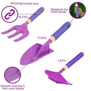 Qtioucp 16Pcs Kids Gardening Tools Outdoor Toys Set Backyard Play with 93 PCS DIY Kids Flower Garden Building Preschool Activities (Purple)