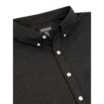 Van Heusen mens Big and Tall Wrinkle Free Short Sleeve Check Button Down Shirt, Black, X-Large Tall US