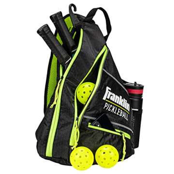 Franklin Sports Sling Bag Backpack for Pickleball Gear + Equipment - Holds Paddles, Balls + Accessories - Official US Open Bag for Men + Women