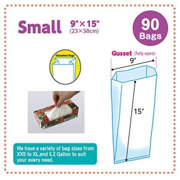 BOS Amazing Odor Sealing Disposable Bags for Diapers, Ostomy bags or any Sanitary Product Disposal -Durable and Unscented (90 Bags) [Size: S, Color: White]