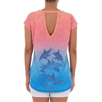 Guy Harvey Women's Dolphin Time Short Sleeve Slub Tee, Sachet Pink Dolphin, Small