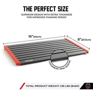 BLAZIN' THAW Defrosting Tray for Frozen Meat | 16" Family-Size | Aluminium Plate for Thawing Frozen Food | Natural Thawing Process | No Microwaves, No Cold/Warm Water Required |