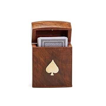 Two's Company Wooden Playing Card Set in Decorative Wooden Box - Premium Handcrafted Card Games for Adults, Unique Gift for Card Game Lovers, Travel-Friendly Classic Card Set