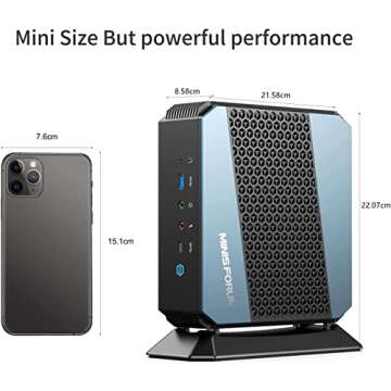 MINISFORUM Mini PC EliteMini HX90 AMD Ryzen 9 5900HX Mini Computers, 32 GB RAM 512 GB PCIe SSD, Support 2X 2.5 inch HDD, 2X HDMI / 2X DisplayPort, 1x 2.5G RJ45, 6 X USB Port, 2X Mic (Renewed)