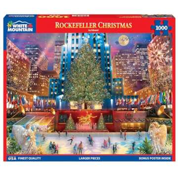 White Mountain Christmas Puzzles 1000 Pieces Winter Theme Jigsaw Puzzle for Adults and Family - Rockefeller New York