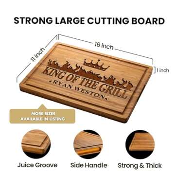 Personalized Grilling Gifts for Men - Custom Cutting Board BBQ Grilling Gifts for Him, Dad, Father in Law | Perfect Men's Christmas Gifts 2024