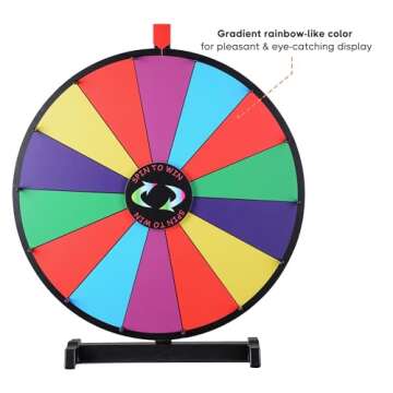 WinSpin 24" Heavy Duty Spinning Prize Wheel Large 14 Slots Tabletop Color Roulette Wheel with Dry Erase Marker & Eraser for Trade Show Fortune Spinning Game, Classic Series