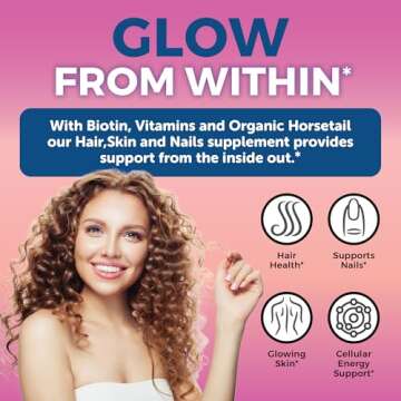 Hair Skin and Nails Vitamins for Women - Vegetarian-Friendly Organic Biotin Vitamins for Hair Skin Nails Health Support with Vitamin E & Biotin 5000 mcg to Help Produce Keratin -120 Biotin Supplement