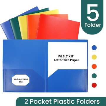 GNL Plastic Folders - Pack of 5 with Pockets