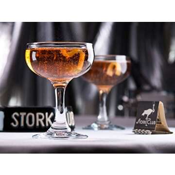 HISTORY COMPANY New York Stork Club 1942 Champagne Cocktail Coupe Glass 2-Piece Set (Gift Box Collection)