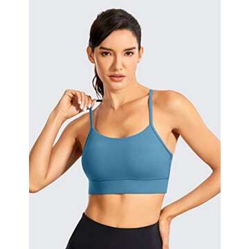 CRZ YOGA Y Back Racerback Sports Bras for Women - Spaghetti Straps Padded Yoga Sports Bras for Women Blue Ashes Medium