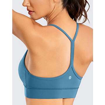 CRZ YOGA Y Back Racerback Sports Bras for Women - Spaghetti Straps Padded Yoga Sports Bras for Women Blue Ashes Medium