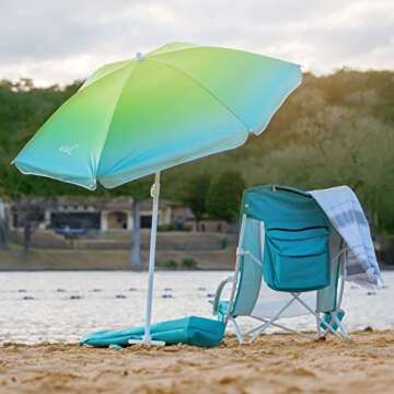 Nice C Beach Chair with Umbrella & Cooler for Adults