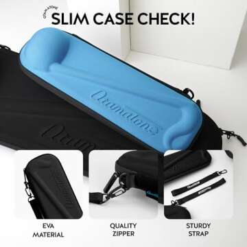 Otamatone Official Slim Case (Deluxe - 17.25 inch) Musical Instrument Toy Synthesizer Hard Shell Cover, Smooth Fitted Protective Interior with Official Logo Strap