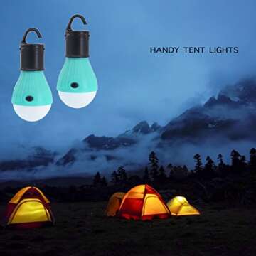 SlimK 2 Pack Portable LED Lantern Tent Light Bulb for Camping Hiking, Battery Powered Camping Equipment for Outdoor & Indoor (Turquoise+Turquoise)