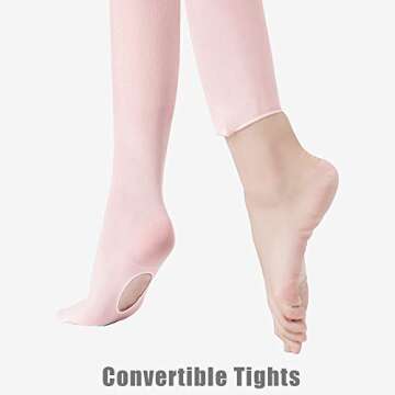 Stelle Girls Tights Ballet Dance Tights Women Ultra Soft Pro Convertible Transition Tights (BP, S)