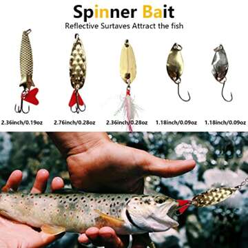 UperUper Fishing Lures Kit Set, Baits Tackle Including Crankbaits, Topwater Lures, Spinnerbaits, Worms, Jigs, Hooks, Tackle Box and More Fishing Gear Lures for Bass Trout