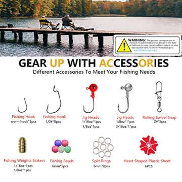 UperUper Fishing Lures Kit Set, Baits Tackle Including Crankbaits, Topwater Lures, Spinnerbaits, Worms, Jigs, Hooks, Tackle Box and More Fishing Gear Lures for Bass Trout