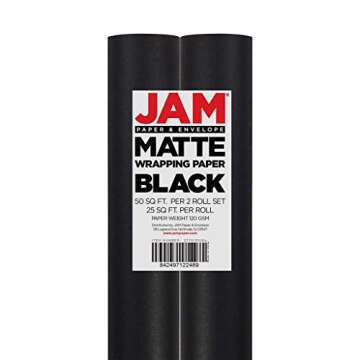 JAM Paper Gift Wrap - Matte Wrapping Paper - 50 Sq Ft Total (30 in x 10 Ft Each) - Matte Black - 2 Rolls/Pack