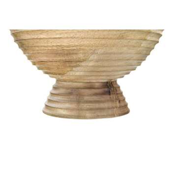 Large 5 Quart Ridged Mango Wood Footed Bowl