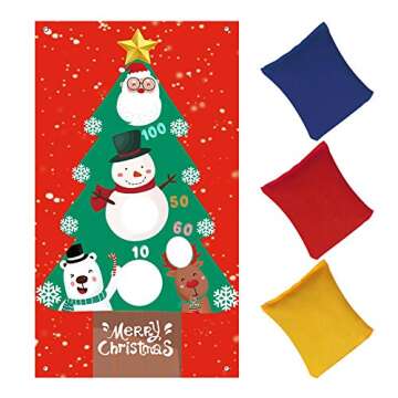 Lumiparty Christmas Bean Bags Toss Games with 3 Bean Bags for Kids Adults, Christmas Party Games,Hanging Toss Game Banner,Christmas Decorations and Suppliers(29.5” X 53”)