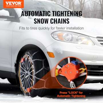 VEVOR Tire Chains, Snow Chains for SUV/Car/Trucks/Pickup Trucks, Adjustable Manganese Alloy Steel Thickening Snow Tire Chains for Anti-slip, Pack of 2 - Series 232605