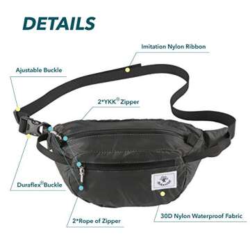 4Monster Hiking Waist Packs Portable,Water Resistant Fanny Pack Bags Lightweight with Adjustable Strap for Outdoor, Workout,Running,Hiking,Traveling,Biking,Camping and Fishing (Grey, 2L)