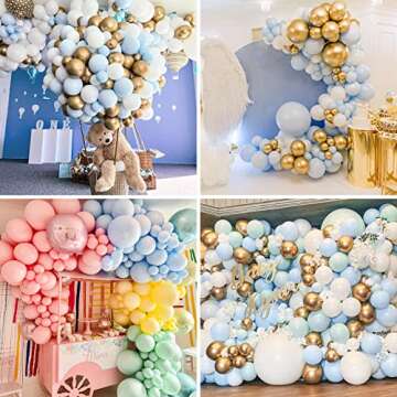 RUBFAC 129pcs Pastel Blue Balloons Different Sizes 18 12 10 5 Inch for Garland Arch, Light Blue Balloons for Birthday Baby Shower Gender Reveal Wedding Party Decoration