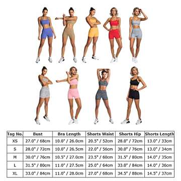 IMEKIS Workout Sets for Women 2 Piece Yoga Outfit: Tracksuits High Waisted Running Biker Shorts with Adjustable Strap Sport Bra Exercise Running Clothes Athletic Gym Sets Matching Active Wear Khaki S