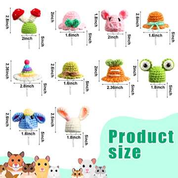 Kajaia 10 Pcs Hamster Hat Small Animals Cute Tiny Hat Mini Hand Knitted Hats for Snakes Pets Bearded Dragon Guinea Pig Bunny Costume Accessories Easter Holiday Parties(Fresh Style)