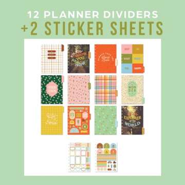 Happy Planner Disc-Bound Mid-Year 12-Month Color-Block Planner, Academic Planner July 2024–June 2025, Classic-Size Planner for School, Camping Nostalgia, 72 Pages, 12 Dividers, 2 Sticker Sheets, 7" x 9 3/4"