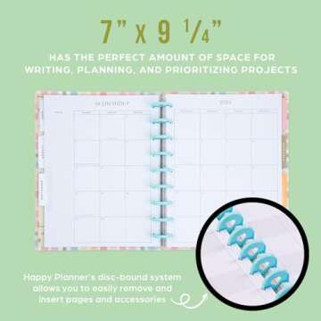 Happy Planner Disc-Bound Mid-Year 12-Month Color-Block Planner, Academic Planner July 2024–June 2025, Classic-Size Planner for School, Camping Nostalgia, 72 Pages, 12 Dividers, 2 Sticker Sheets, 7" x 9 3/4"