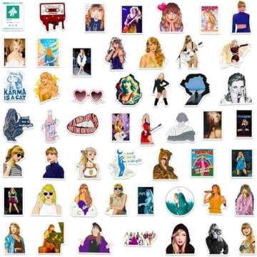 JXJMYU 100pcs Tayloris Music Sticker for Adult, Female Pop Singer Ablum Stickers for Teen Girl, Waterproof Vinyl Sticker for Water Bottle Laptop Phone Party Favors