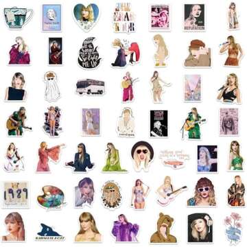 JXJMYU 100pcs Tayloris Music Sticker for Adult, Female Pop Singer Ablum Stickers for Teen Girl, Waterproof Vinyl Sticker for Water Bottle Laptop Phone Party Favors