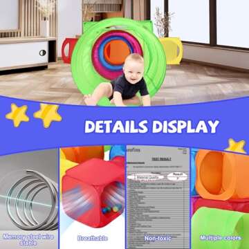 PLAY 10 Tunnel for Kids,12 in 1 Kids Play Tunnel Tent for Toddlers, Kids Play Tent Outdoor Playhouse, 6 Pieces Cube & 6 Pieces Tunnel