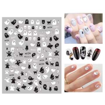 12 Sheets Halloween Nail Art Stickers Decals Self-Adhesive Pegatinas Uñas Cute Kids Pumpkin Horror Scream Skull Bat Ghost Witch Nail Supplies Nail Art Design Decoration Accessories