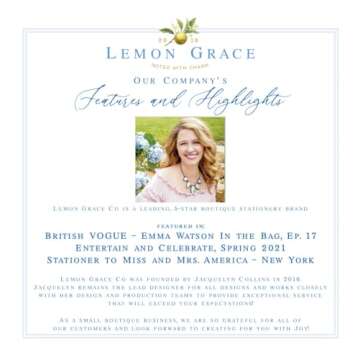 Lemon Grace Co Personalized Floral Themed Baby Shower Thank You Cards - Personalized Card with Envelopes, Gift Notes For Boy Girl Gender Neutral, Blue White Greenery Bow Stationery, BS-3106