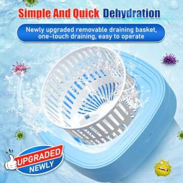 Portable Washing Machine with 3 Intelligent Cleaning Modes, 11L Mini Washer with Foldable Design, Mini Folding Washing for Travel, Camping, Apartment, Dorm, Baby Clothes, Socks and Underwear