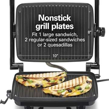 Hamilton Beach Panini Press & Indoor Grill - 8" x 10" Nonstick Grids